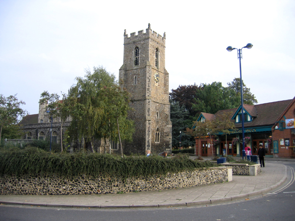Market Hill and parish church in Haverhill