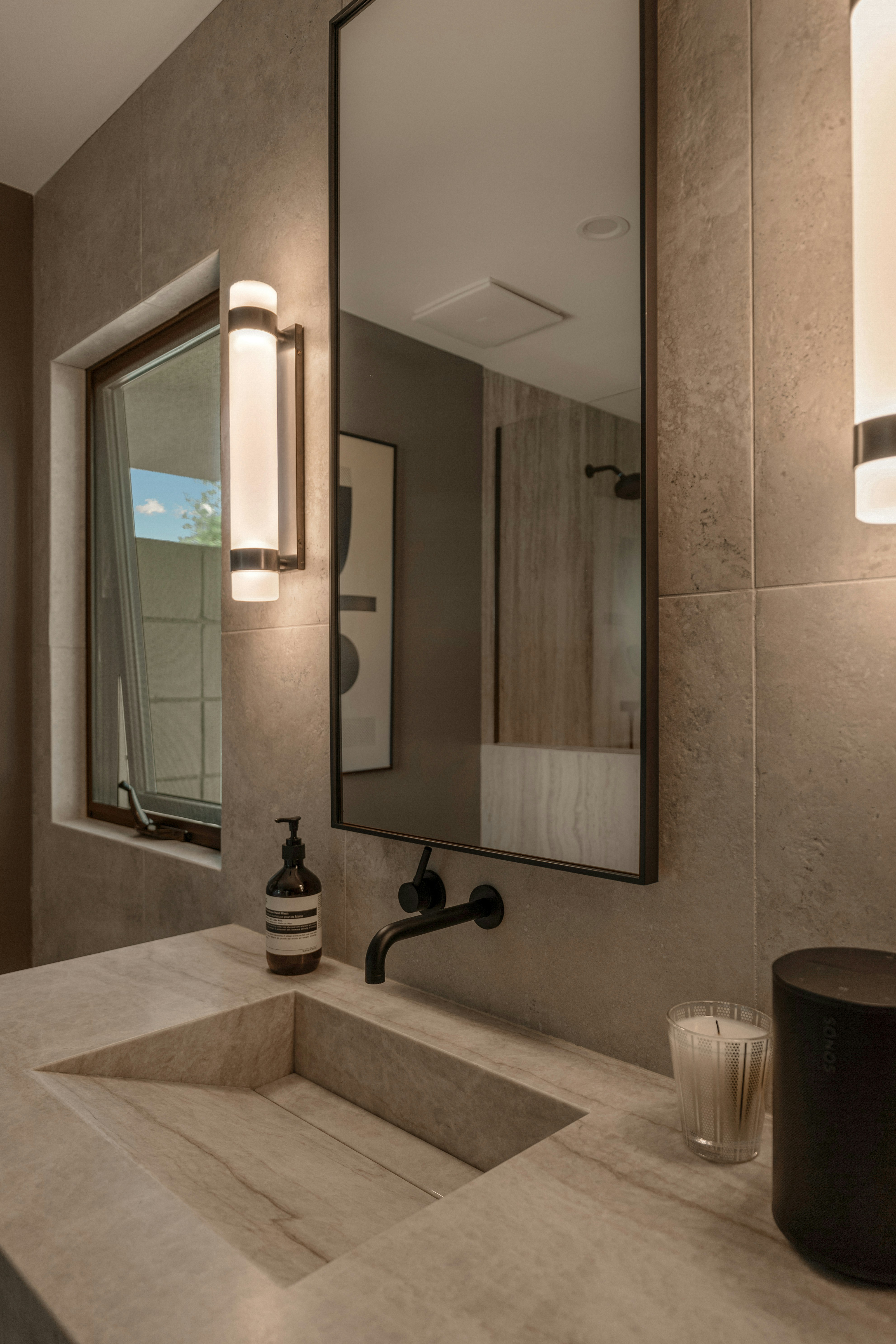 Modern bathroom vanity with mirror and sink